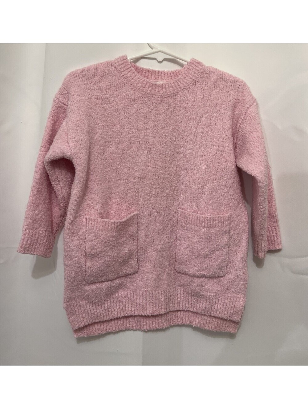 NEW NWT Cat & Jack Girls Pink Cozy Knit Sweater 18 Months Pockets Soft Blush